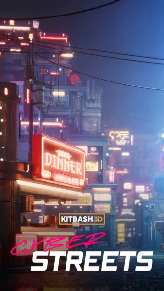 【Kitbash3D】Cyber Streets 3D 建筑场景模型资产包