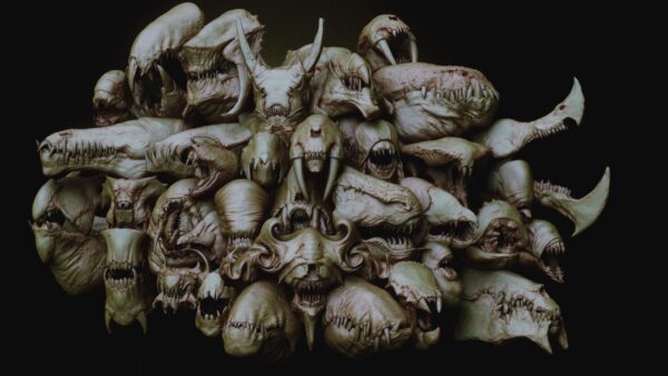 【3D笔刷资产包】33 个怪兽头部 & Skulls IMM 笔刷