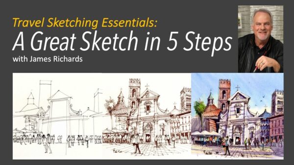 【中英双字】James Richards 旅行速写要点：5 个步骤创作出色素描