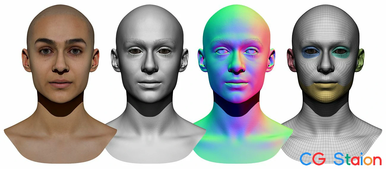【3D Scanstore】Retopologised Head Scan 女性 vol-175