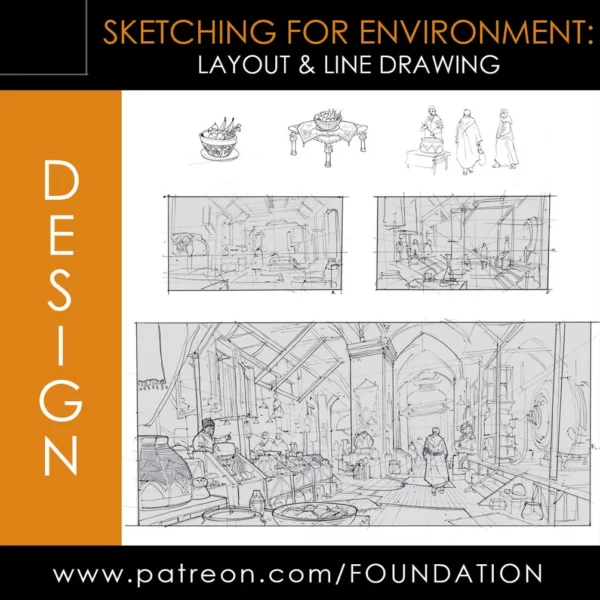 【中英双字】【Foundation Patreon】环境素描：布局和线条图
