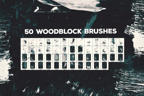 【2D画笔资产】【Creative Market】50 Vintage Woodblock Brushes