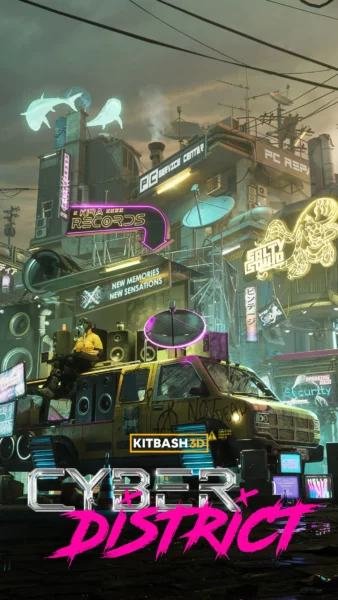 【Kitbash3D】Cyber District 3D 建筑场景模型资产包