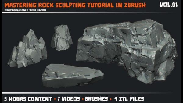 【无解说】Frozen Planet Studio 在 Zbrush 中掌握岩石雕刻教程 Part 01